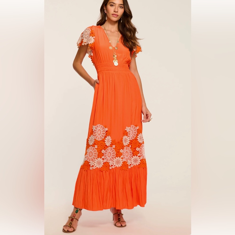 Ramy Brook Orange Maxi Dress. M. NWT